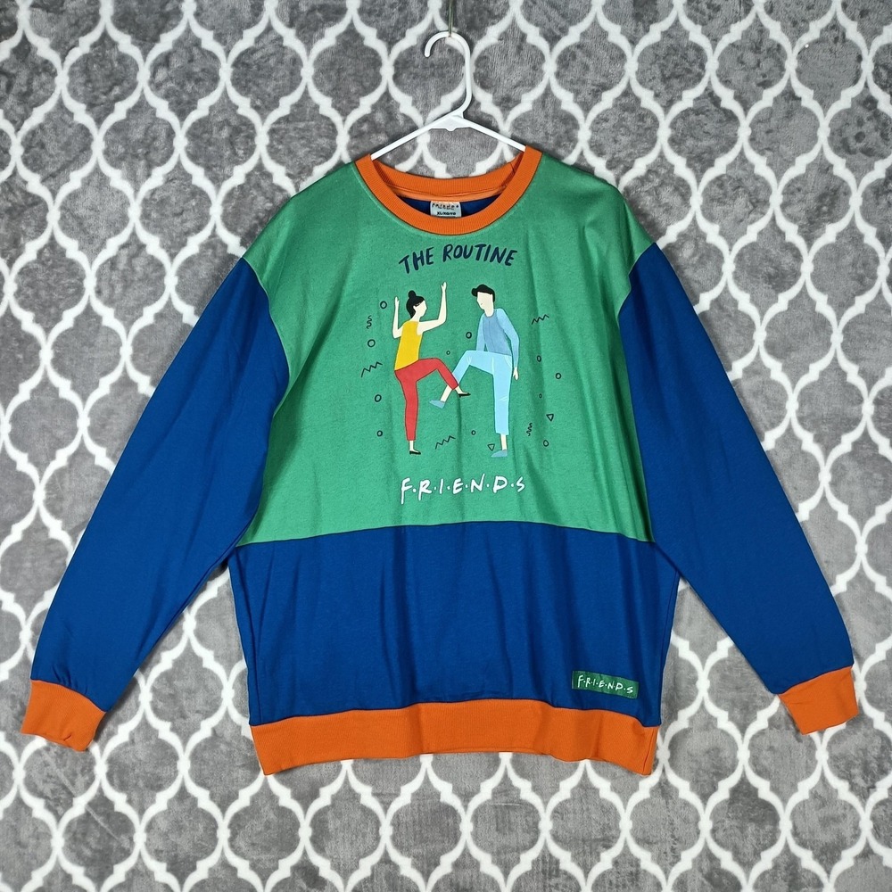 Friends Sweatshirt Women XL Blue Green TV Show 90s Nostalgia